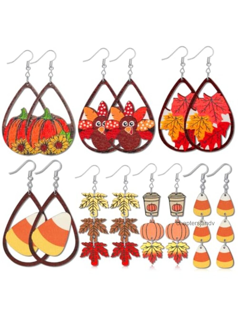 Wooden Fall Thanksgiving Earrings Set for Women